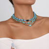 Turquoise multi-layered beaded necklace
