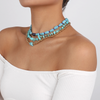 Turquoise multi-layered beaded necklace