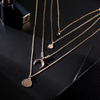 Bohemian style moon gold multi-layered pendant necklace set